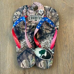 Mossy Oak Break-Up Country America  Flip Flops Mens  XL Large Medium New NWT